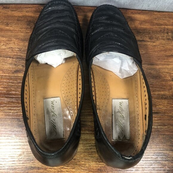 Mezlan Mario Ostrich Soft Black Leather‎ Slip On Loafers Men Size 7.5 M - Picture 4 of 10